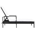 vidaXL Chaise longue avec coussin Résine tressée Noir