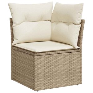 vidaXL Canapé d'angle de jardin avec coussins beige résine tressée
