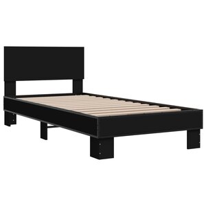 vidaXL Cadre de lit noir 100x200 cm bois d'ingénierie et métal
