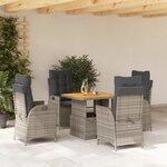 vidaXL Ensemble à manger de jardin 5 Pièces coussins gris résine tressée