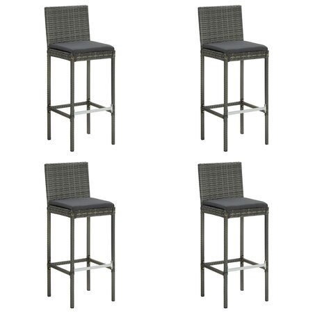 vidaXL Tabourets de bar de jardin et coussins lot de 4 résine tressée