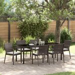 vidaXL Set de salle à manger de jardin 7 pièces avec coussins en poly rotin marron