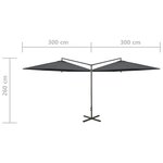 vidaXL Parasol de jardin double avec mât en acier anthracite 600 cm