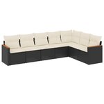 vidaXL Salon de jardin 7 Pièces avec coussins noir résine tressée