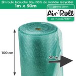 Lot de 6  rouleaux de film bulle d'air recycle largeur 100 cm x longueur 50 mètres - gamme air'roll green de la marque enveloppebulle