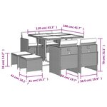 vidaXL Ensemble à manger de jardin et coussins 9 Pièces marron poly rotin