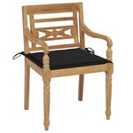 vidaXL Chaises Batavia avec coussins 4 Pièces Bois de teck solide