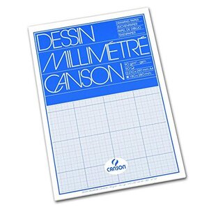 Bloc de 50 feuilles Papier millimétré A4 90g Ligné bleu CANSON