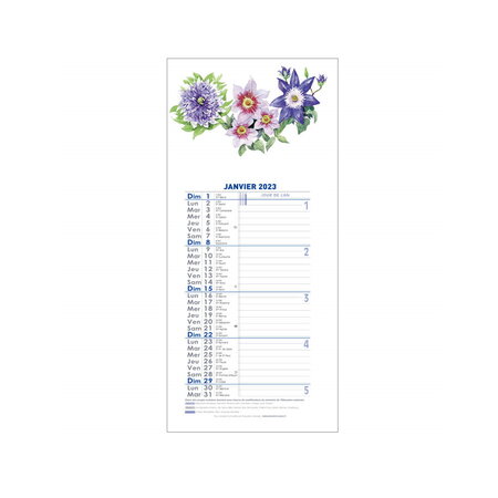 Exacompta - Calendrier mensuel Fleurs avec feuillets détachables