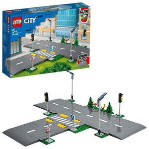 Lego city 60304 intersection a assembler jeu construction ville avec panneaux et routes a imbriquer pour garçon ou fille