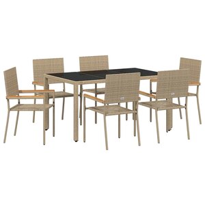 vidaXL Ensemble de salle à manger pour jardin 7 Pièces Beige