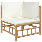 vidaXL Salon de jardin 11 Pièces avec coussins blanc crème bambou