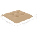 vidaXL Chaises de jardin et coussins beige lot de 6 Bois teck massif