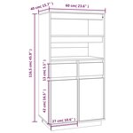 vidaXL Buffet haut Gris 60x40x116 5 cm Bois massif de pin