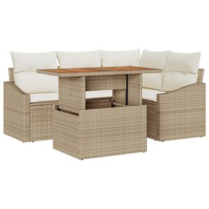 vidaXL Ensemble de canapé de jardin 5 pièces avec coussins beige en rotin synthétique