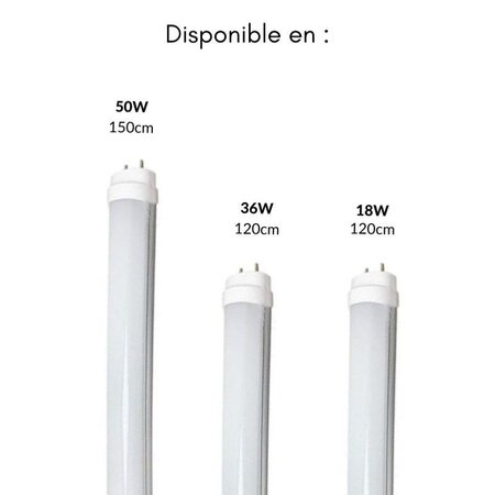 Kit de Réglette LED étanche + Tube Néon LED 120cm T8 18W - Blanc Neutre  4000K - 5500K - SILAMP