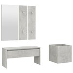 vidaXL Ensemble de meubles de couloir Gris béton Bois d'ingénierie