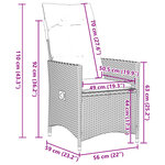 vidaXL Chaises inclinables de jardin lot de 2 et coussins gris rotin