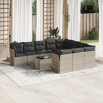 vidaXL Salon de jardin 11 Pièces avec coussins gris clair résine tressée