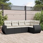 vidaXL Salon de jardin 5 Pièces avec coussins noir résine tressée