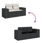 Ensemble de canapé de jardin 13 pièces avec coussins noir poly rattan acacia