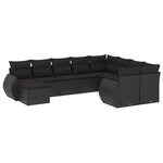 vidaXL Salon de jardin 10 Pièces avec coussins noir résine tressée