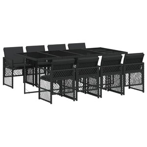 vidaXL Ensemble à manger de jardin 9Pièces coussins noir résine tressée