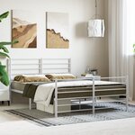 vidaXL Cadre de lit métal avec tête de lit/pied de lit blanc 150x200cm