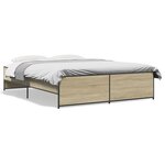 vidaXL Cadre de lit chêne sonoma 150x200 cm bois d'ingénierie et métal