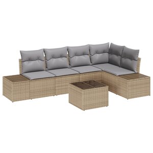 vidaXL Ensemble de Canapés de Jardin 6 pièces avec coussins en Rattan Poly Noir