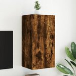 vidaXL Meuble TV mural avec lumières LED chêne fumé 40 5x35x80 cm