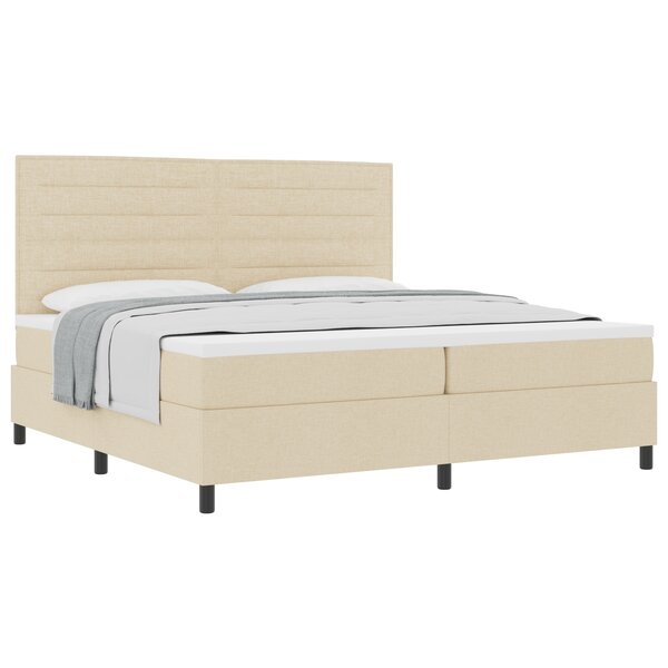 vidaXL Lit Box Spring avec Matelas Crème 200x200 cm Tissu