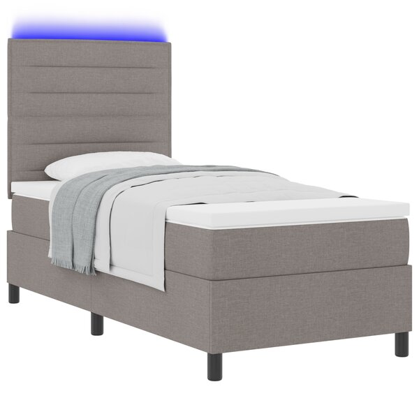 vidaXL Lit à Ressorts avec Matelas & LED Taupe 100x200 cm Tissu