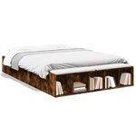 vidaXL Cadre de lit chêne fumé 140x190 cm bois d'ingénierie