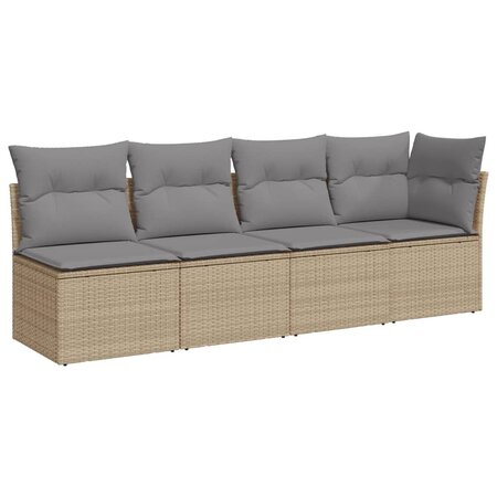 vidaXL Canapé de jardin avec coussins 4 places beige résine tressée