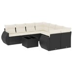 vidaXL Salon de jardin 9 Pièces avec coussins noir résine tressée