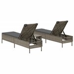 vidaXL Ensemble de chaises longues avec coussins 3 Pièces gris poly rotin