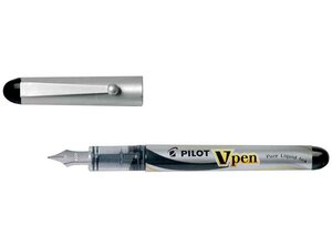 Stylo Plume Jetable V-Pen SILVER Pointe Moyenne Noir PILOT