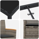 vidaXL Set de salle à manger de jardin 5 pièces avec coussins gris en poly rattan