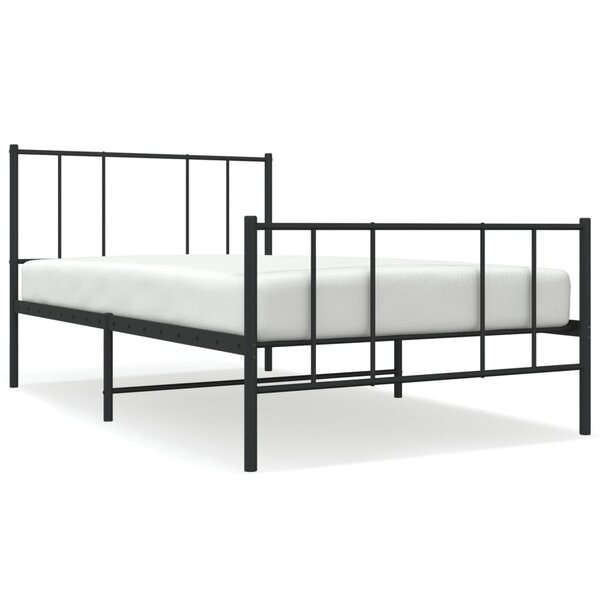 vidaXL Cadre de lit métal avec tête de lit/pied de lit noir 80x200 cm