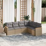 vidaXL Salon de jardin avec coussins 6 Pièces beige résine tressée