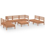 vidaXL Salon de jardin 8 Pièces Marron miel Bois de pin massif