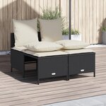 vidaXL Salon de jardin 4 Pièces avec coussins noir résine tressée