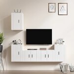 vidaXL Ensemble de meubles TV 5 Pièces Blanc brillant Bois d'ingénierie