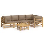 vidaXL Salon de jardin 6 Pièces avec coussins taupe bambou