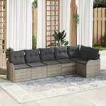 Ensemble de 6 pièces de Canapé de Jardin avec Coussins Gris Clair Rattan Poly