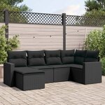 vidaXL Salon de jardin 6 Pièces avec coussins noir résine tressée