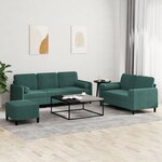 vidaXL Ensemble de canapés 3 Pièces avec coussins vert foncé velours