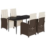 vidaXL Ensemble à manger de jardin 5 Pièces et coussins marron poly rotin