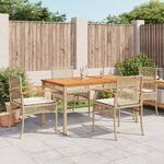vidaXL Ensemble à manger de jardin avec coussins 5Pièces Beige poly rotin